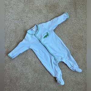 Magnolia Baby Embroidered Alligator Footie in Like New Condition, Size Premie